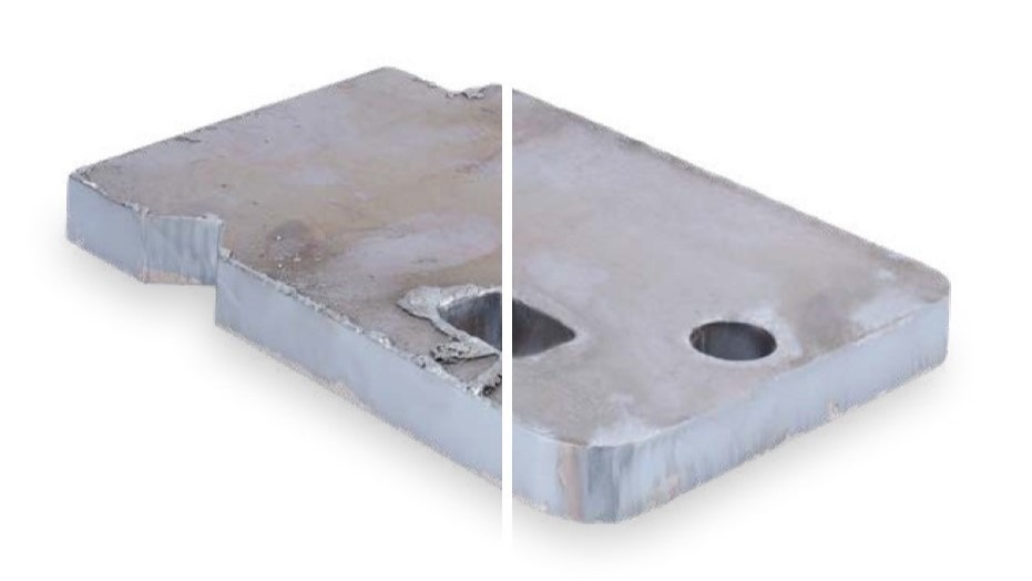 product with slag and without