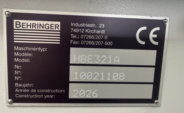 Automatinis juostinis pjūklas BEHRINGER HBE321A Dynamic / #318