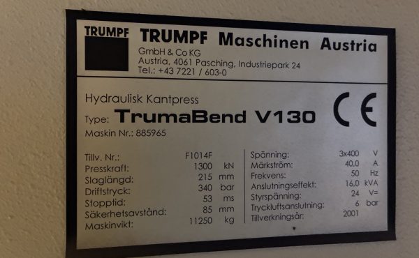 Lenkimo presas TRUMPF TrumaBend V130 130T x 3050 mm / #320
