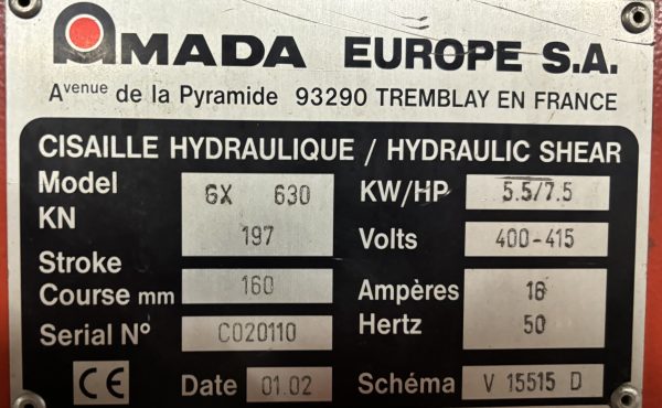 Hidraulinė giljotina AMADA PROMECAM GX 630 3050 x 6 mm / #316
